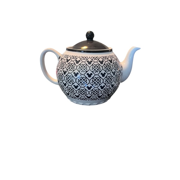 Disney Other - Disney Mickey Mouse Ceramic Teapot Black & White Pattern EUC
